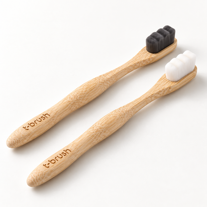 T-brush Adult Nano Bamboo Toothbrush (white and black) - Ulrta Soft